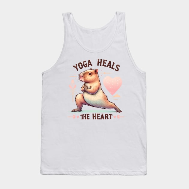 Yoga Heals the Heart Capybara Doing Yoga Tank Top by TheCloakedOak